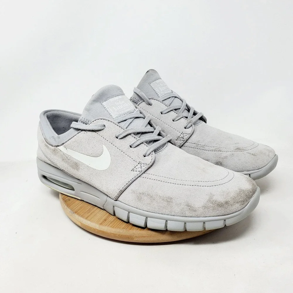 Nike SB Stefan Janoski Max Shoes Mens 10 Grey Leather Lace Up Sneakers